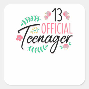 Sticker Carré 13 Cadeau Officiel Adolescent Filles Anniversaire