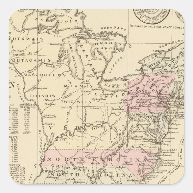 Sticker Carré 13 colonies 1776 (Devant)