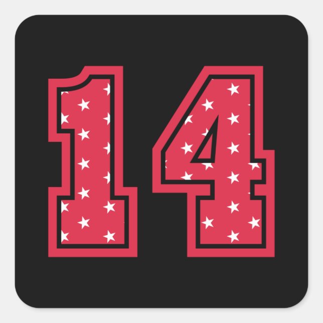 Sticker Carré 14 ANS ANNIVERSAIRE 14e anniversaire Enfants Vinta (Devant)