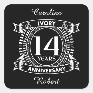 Sticker Carré 14E anniversaire de l'IVORY mariage