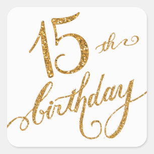Sticker Carré 15e, quinzième Mis Quice Anos Anniversaire