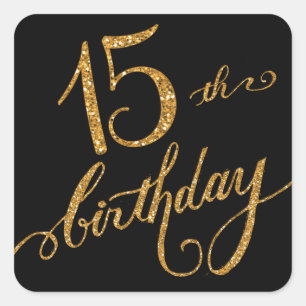 Sticker Carré 15ème, quinzième fête d'anniversaire de mis Qui
