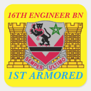 STICKER CARRÉ 16E BATAILLE D'INGÉNIEUR 1ER BÂTIMENTS ARMOIRES