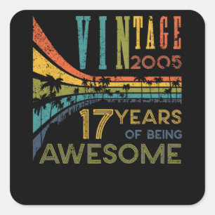 Sticker Carré 17 Anniversaire Vintage 2005 17e anniversaire