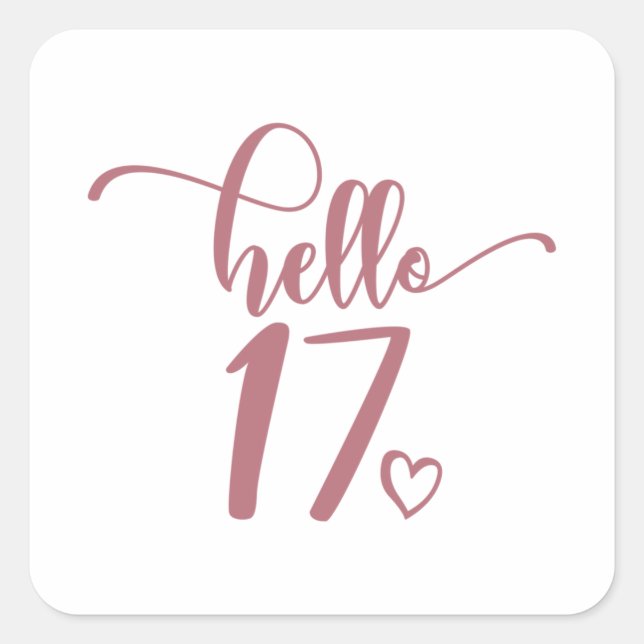 Sticker Carré 17e anniversaire Femmes Bonjour 17 mignonne 17 ans (Devant)