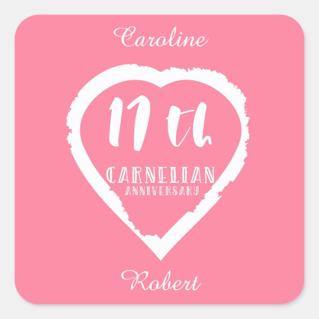 Sticker Carré 17e anniversaire Mariage carnélien traditionnel (Devant)