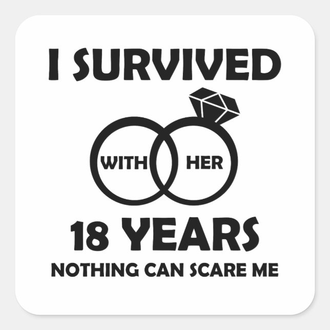 Sticker Carré 18E Anniversaire Du Mariage Lui Citations Drôle Su (Devant)