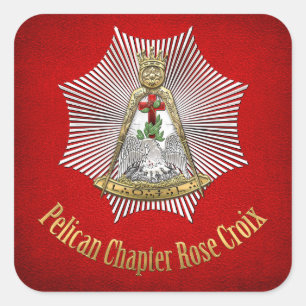 Sticker Carré 18e Degré : Rose du chapitre pélican Croix