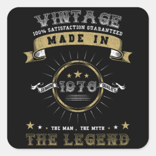 Sticker Carré 1976 Né Anniversaire Vintage