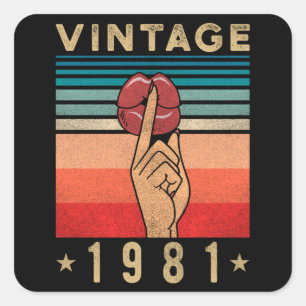 Sticker Carré 1981 Cadeau Retro femme