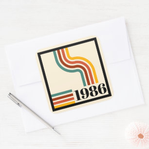 Sticker Carré 1986 40e Anniversaire Rayure Rétro Vintage