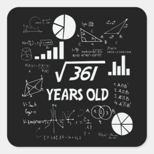 Sticker Carré 19e anniversaire Carré racine math 19 ans Annivers