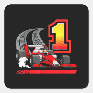 Sticker Carré 1 An Bébé Garçon Formule Course voiture 1er
