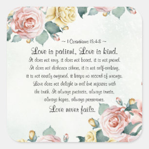 Sticker Carré 1 Corinthiens 13:4-8 L'amour est patient, l'amour 