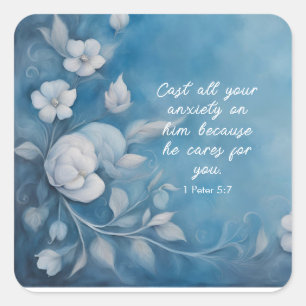 Sticker Carré 1 Pierre 5:7 Image de verset biblique