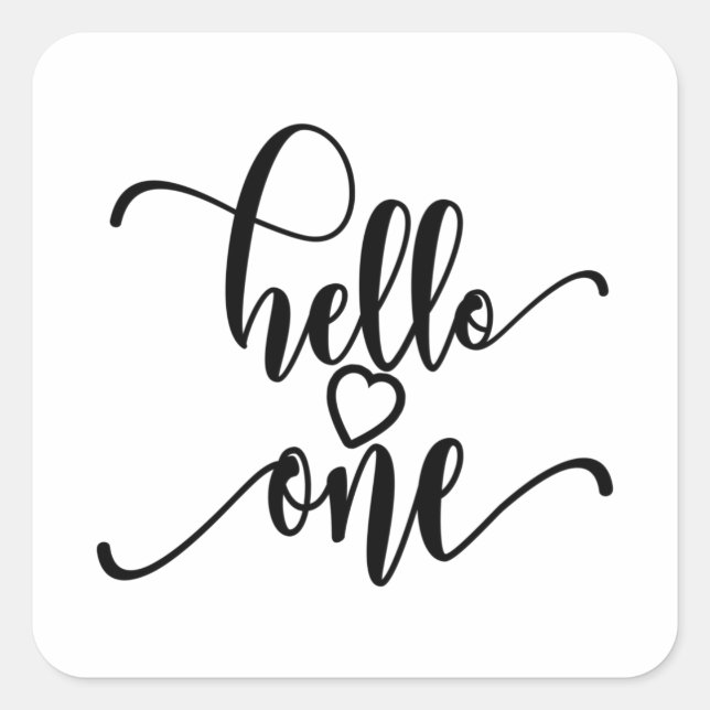 Sticker Carré 1er Anniversaire Filles Bonjour un mignon 1 An béb (Devant)