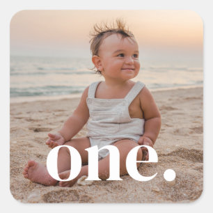 Sticker Carré 1er anniversaire Photo - un