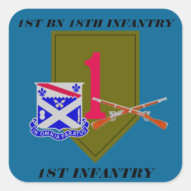 STICKER CARRÉ 1ER BATTALION 18E INFANTERIE 1ER BÂTIMENTS D'INFAN (Devant)