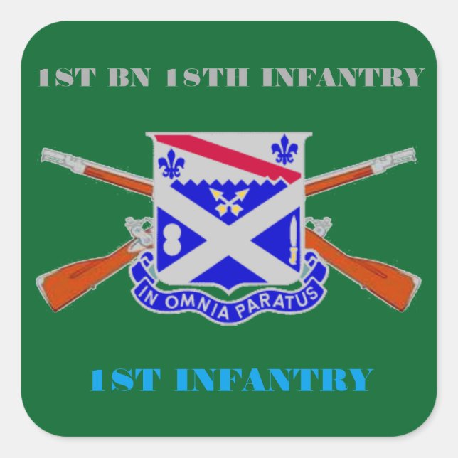STICKER CARRÉ 1ER BATTALION 18E INFANTERIE 1ER BÂTIMENTS D'INFAN (Devant)
