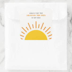 Sticker Carré 1er voyage autour du soleil Premier anniversaire