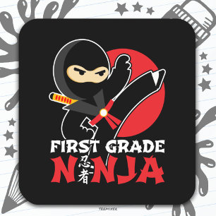 Sticker Carré 1ère année Ninja Kick Premier jour Retour à l'écol