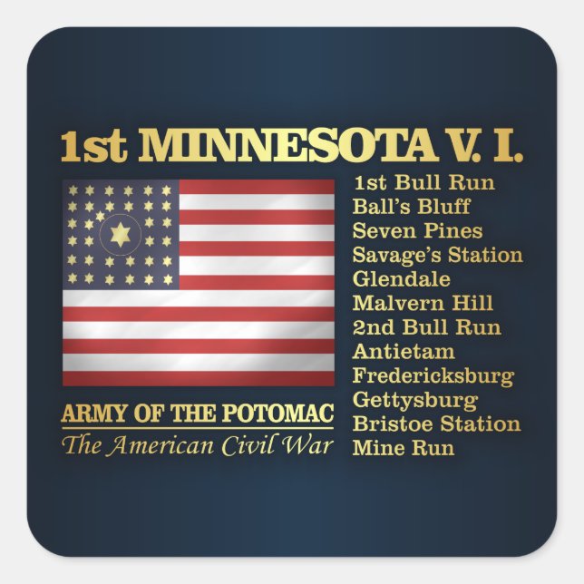 Sticker Carré 1ère Infanterie volontaire du Minnesota (BH) (Devant)