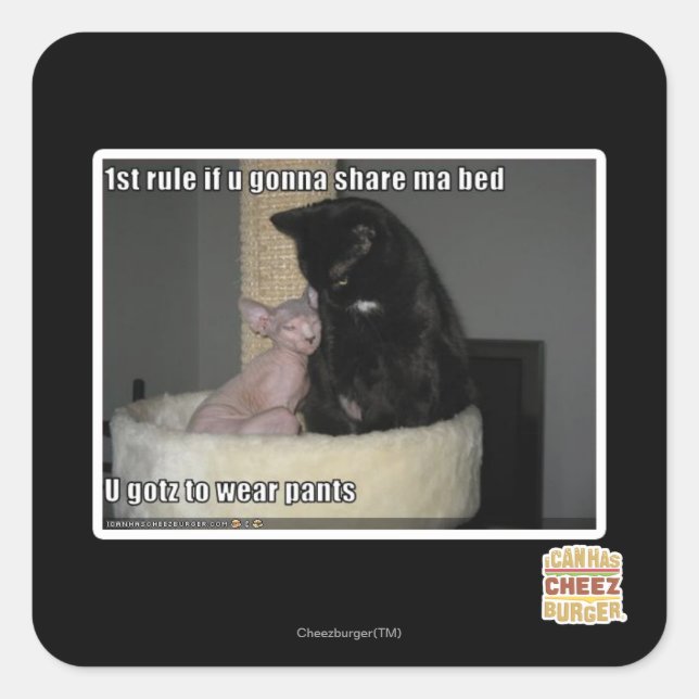 Sticker Carré 1ère règle si tu vas partager ma lit (Devant)
