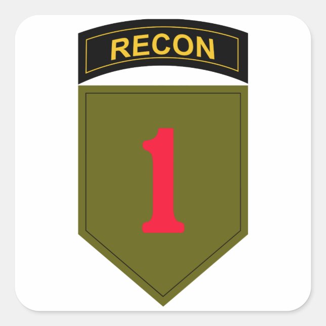 Sticker Carré 1re division d'infanterie Recon (Devant)