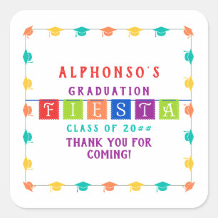 Sticker Carré 2024 Colorful Mexican Fiesta Graduation Party