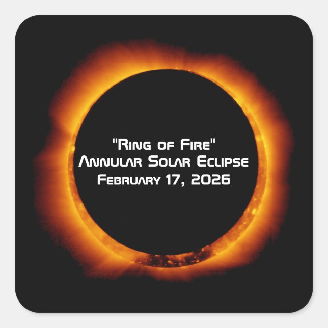 Sticker Carré 2026 Annular Ring of Fire Solar Eclipse (Devant)