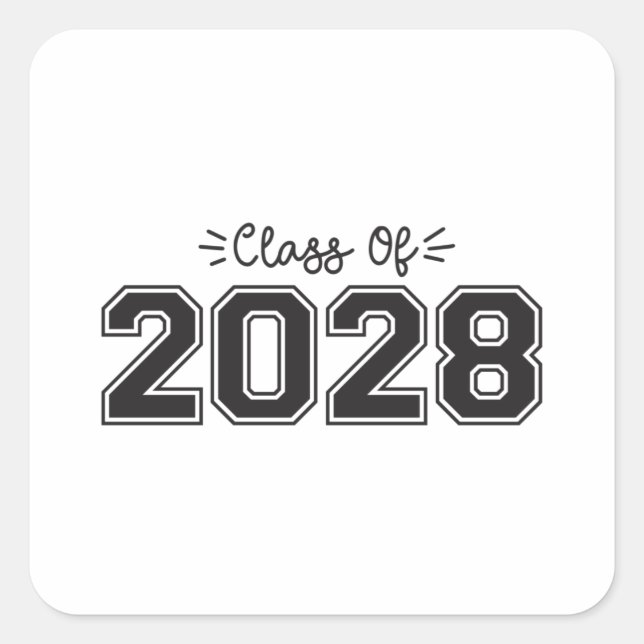 Sticker Carré 2028 seniors, Classe de 2028 Graduation (Devant)