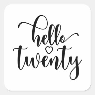 Sticker Carré 20e anniversaire Femmes Bonjour 20 mignonnes 20 an