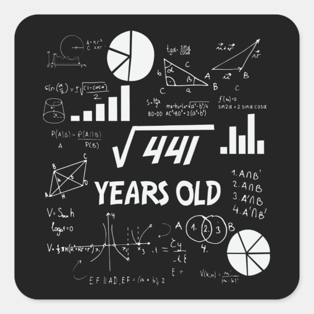 Sticker Carré 21 ans Anniversaire Geeky Math 21e anniversaire Ca (Devant)