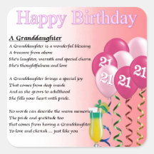 21e anniversaire Poème de petite-fille