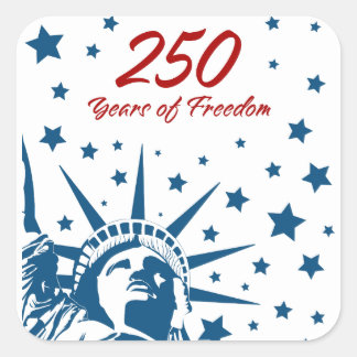 Sticker Carré 250 Years of Freedom Happy Birthday USA Patriotic 