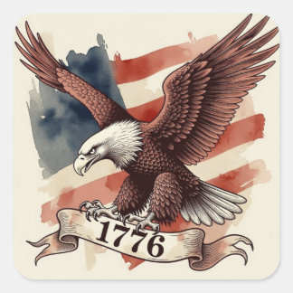 Sticker Carré 250e anniversaire American Eagle 1776 en vol