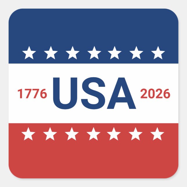 Sticker Carré 250e anniversaire des USA 1776 2026 Bleu blanc rou (Devant)