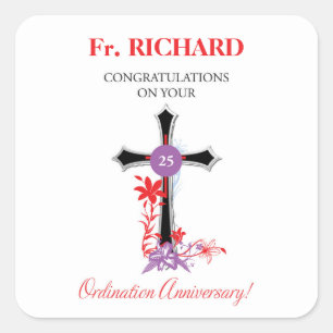 Sticker Carré 25e anniversaire de l'Ordination du prêtre Croix n