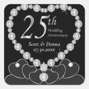 Sticker Carré 25e anniversaire du Mariage - Argent