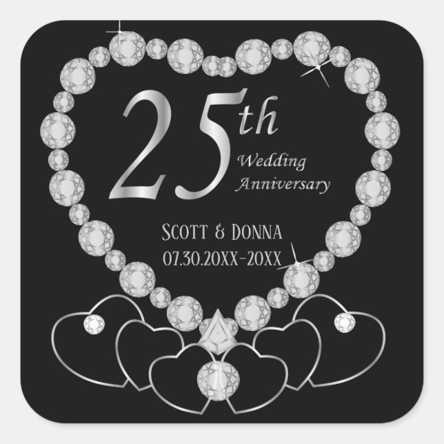 Sticker Carré 25e anniversaire du Mariage d'argent (Devant)