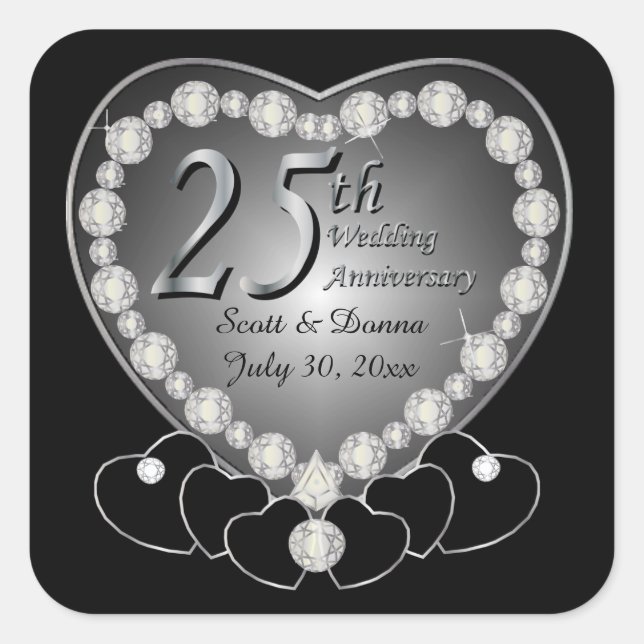 Sticker Carré 25e anniversaire du Mariage d'argent (Devant)