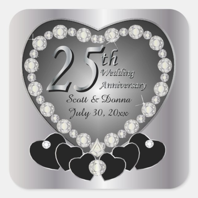Sticker Carré 25e anniversaire du Mariage d'argent (Devant)