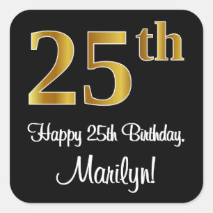 Sticker Carré 25e anniversaire - Elégant luxe Faux Gold Look #