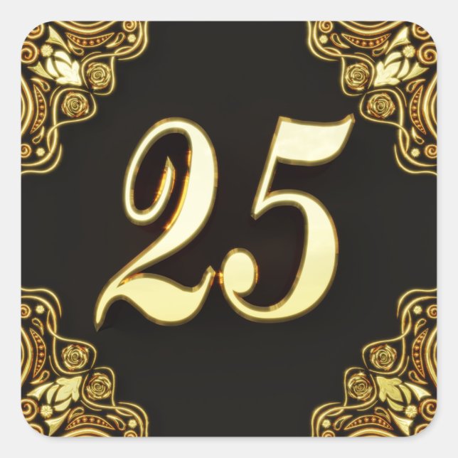 Sticker Carré 25e anniversaire ou anniversaire Regal Gold et Noi (Devant)
