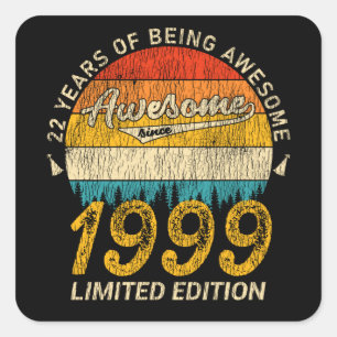 Sticker Carré 26 Ans 1999 Retro Awesome 26e anniversaire Cadeau