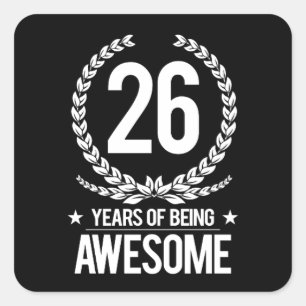 Sticker Carré 26e anniversaire (26 ans d'être génial)