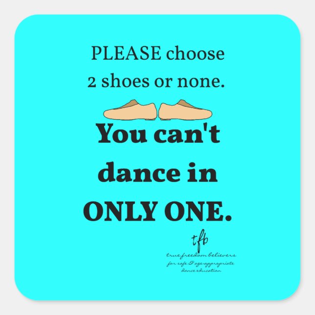 Sticker Carré 2 Chaussures ou Aucun Cyan (Devant)