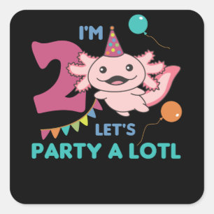 Sticker Carré 2e anniversaire Axolotl Axolotl deux ans douces