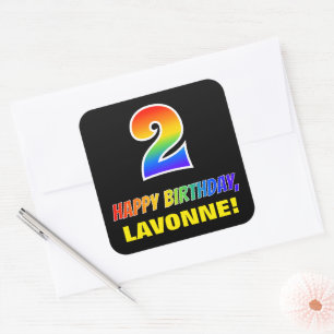 Sticker Carré 2e anniversaire : Bold, amusant, simple, arc-en-ci