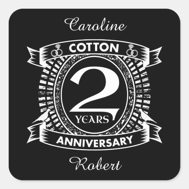 Sticker Carré 2e anniversaire mariage crête en détresse (Devant)